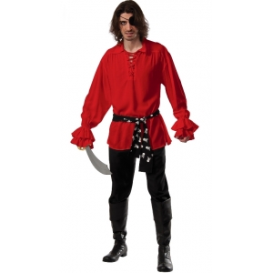 Pirate Costume Pirate Shirt Red - Mens Halloween Costumes